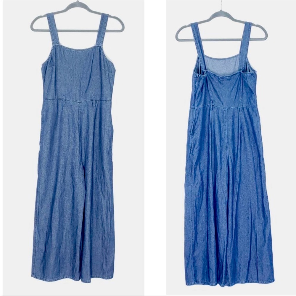 American Eagle Outfitters thin wide leg chambray overalls sz 4